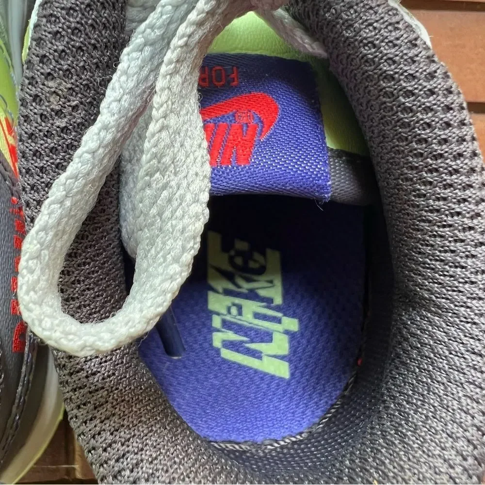 Nike Kids Sneakers Gray, Neon Yellow & Purple Accents